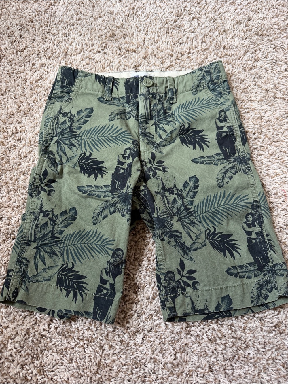 Old Navy Star Wars Green Cargo Shorts with Black Tropical Print